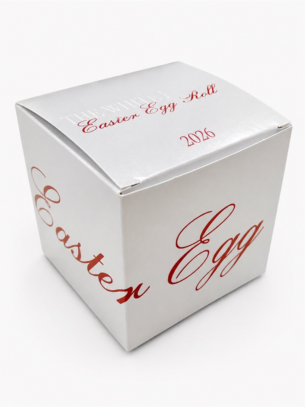 White Commemorative Box with Red Script "Easter Egg Roll"